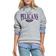 New Orleans Pelicans Starter Women's Arch Stripe Fleece Crewneck Sweatshirt On Sale