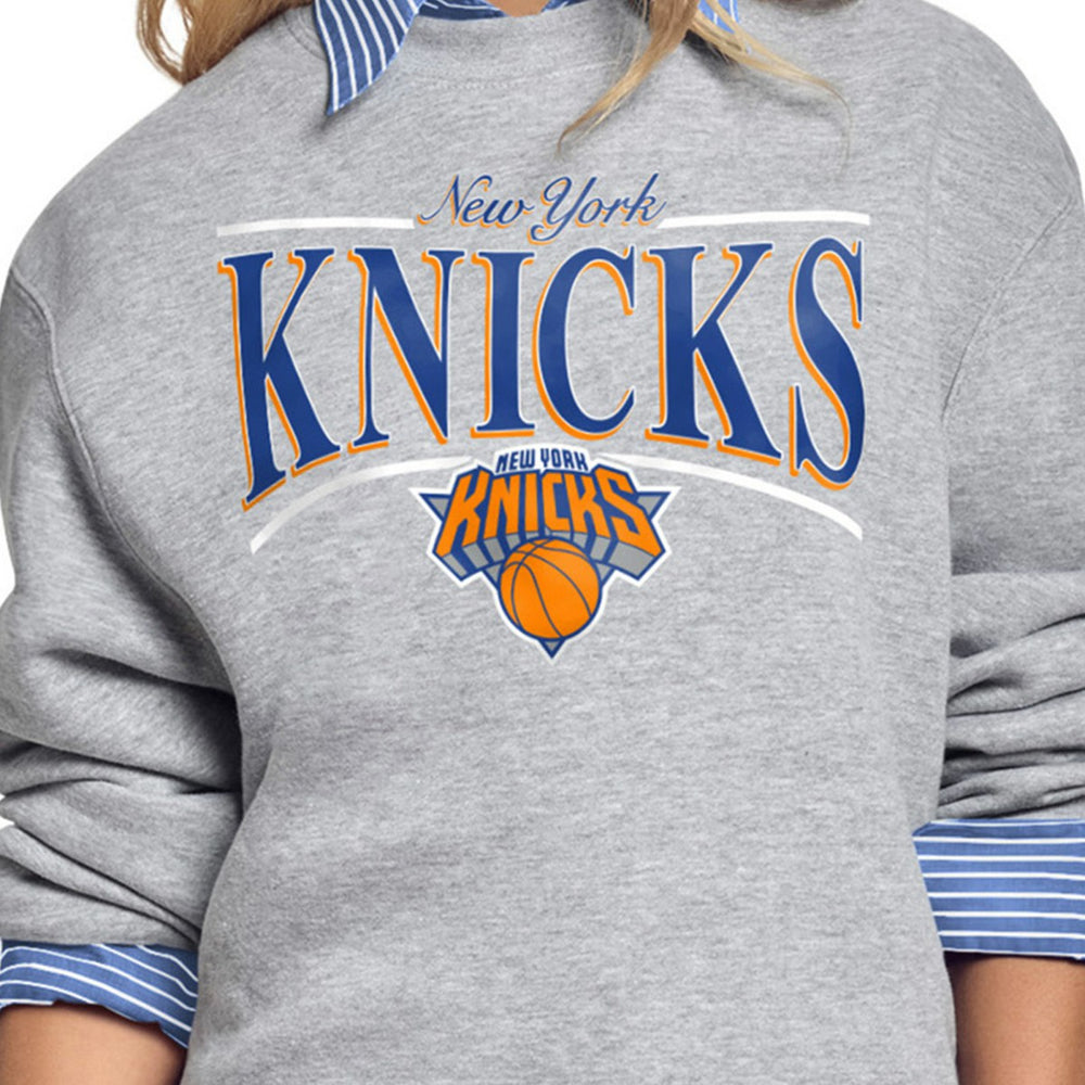 New York Knicks Starter Women's Arch Stripe Fleece Crewneck Sweatshirt Online