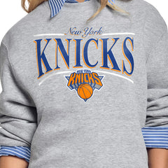 New York Knicks Starter Women's Arch Stripe Fleece Crewneck Sweatshirt Online