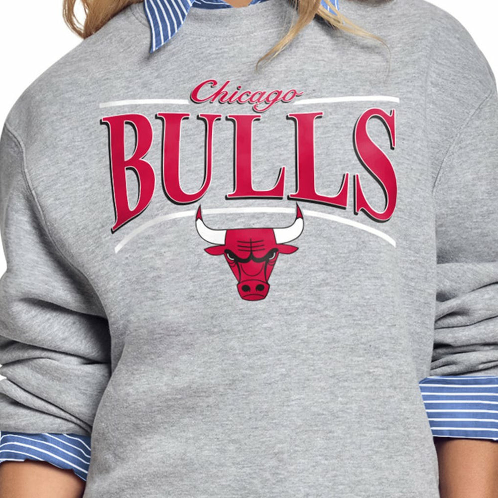 Chicago Bulls Starter Women's Arch Stripe Fleece Crewneck Sweatshirt Discount