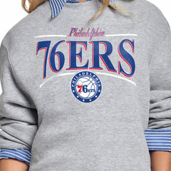 Philadelphia 76ers Starter Women's Arch Stripe Fleece Crewneck Sweatshirt New
