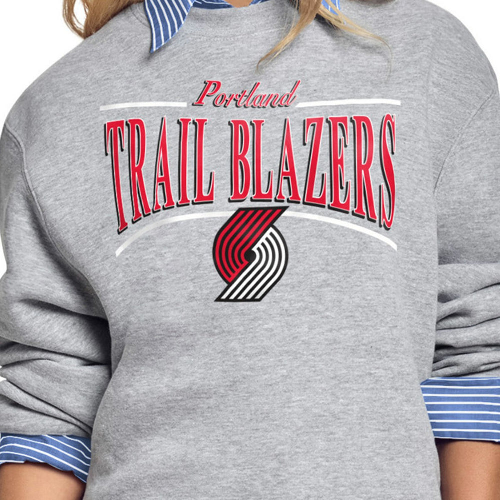 Portland Trail Blazers Starter Women's Arch Stripe Fleece Crewneck Sweatshirt Discount