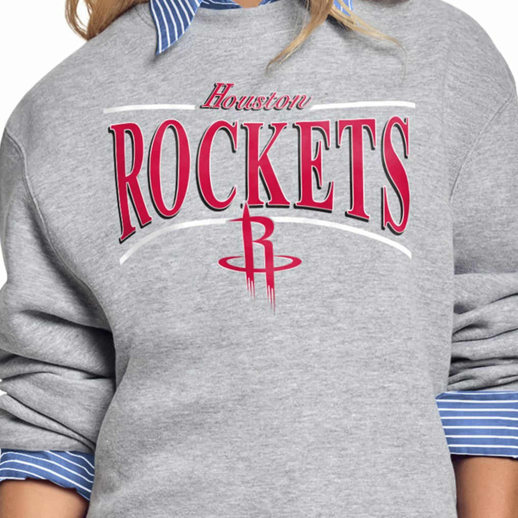 Houston Rockets Starter Women's Arch Stripe Fleece Crewneck Sweatshirt sale On Sale