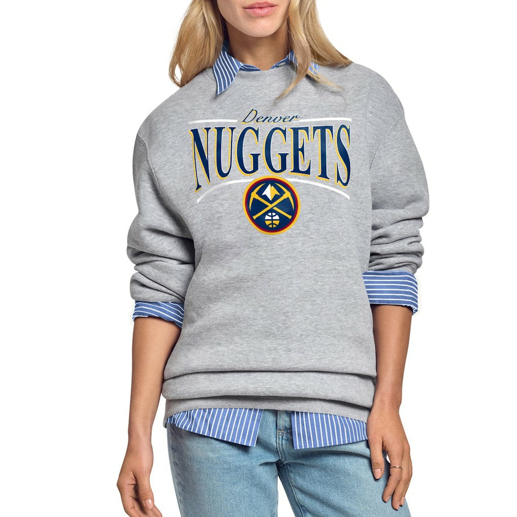 Denver Nuggets Starter Women's Arch Stripe Fleece Crewneck Sweatshirt sale For Sale