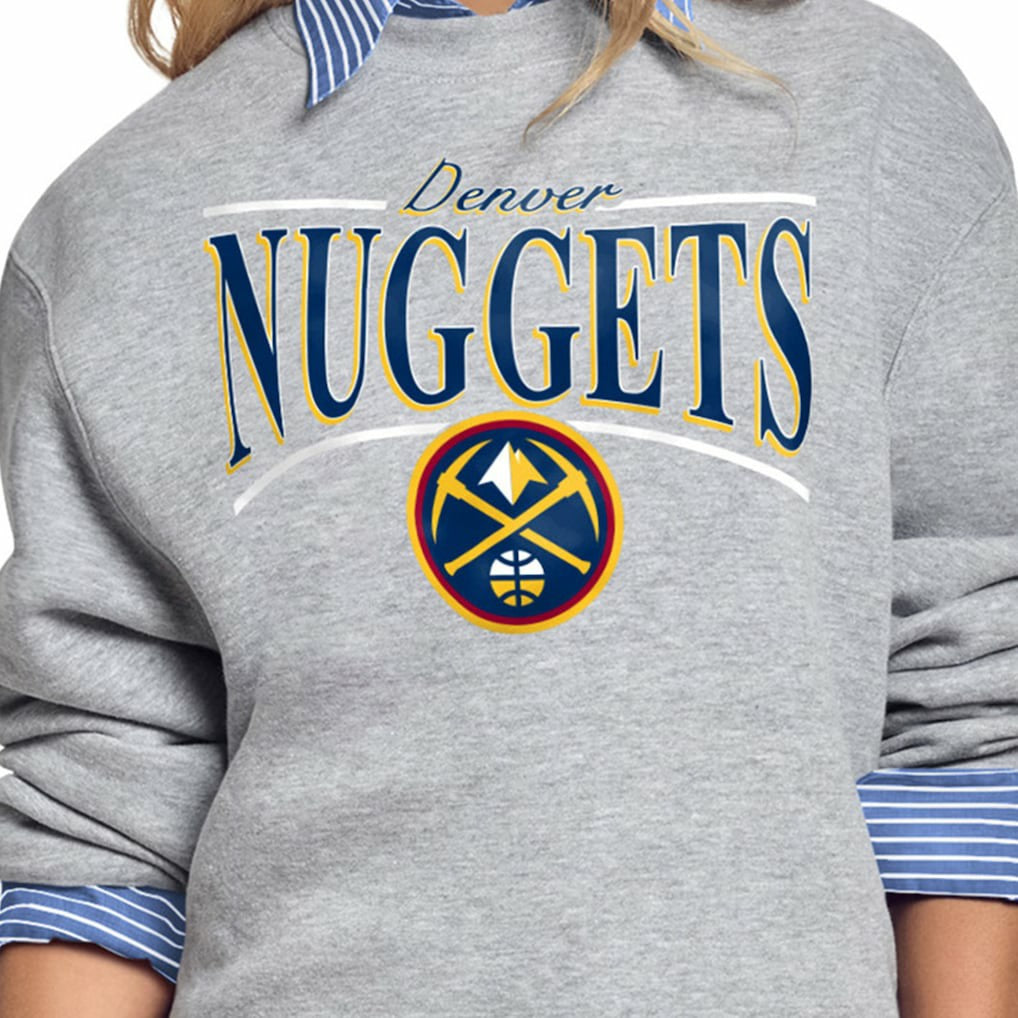 Denver Nuggets Starter Women's Arch Stripe Fleece Crewneck Sweatshirt sale For Sale
