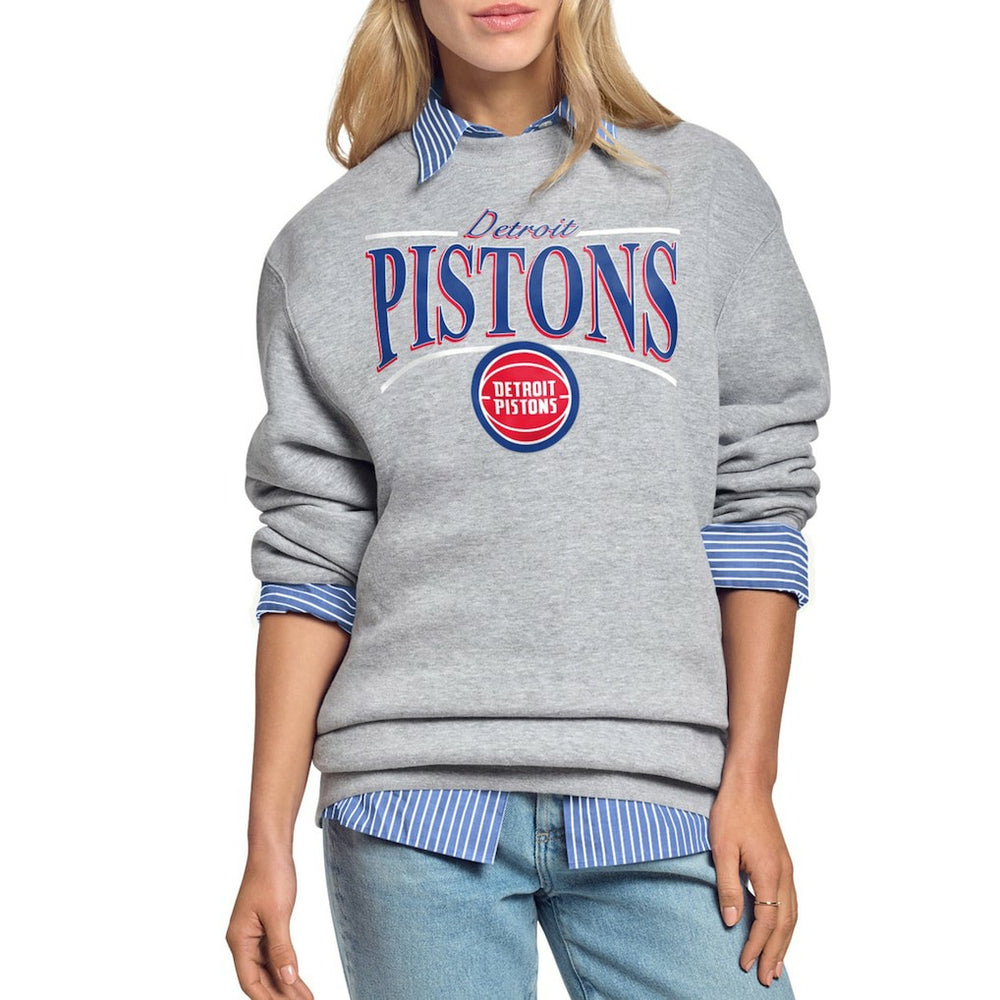 Detroit Pistons Starter Women's Arch Stripe Fleece Crewneck Sweatshirt sale On Sale
