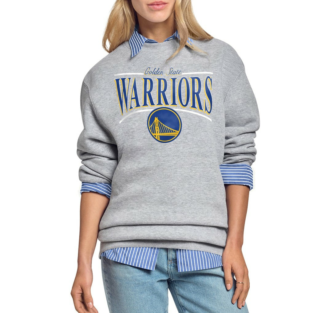 Golden State Warriors Starter Women's Arch Stripe Fleece Crewneck Sweatshirt sale Discount