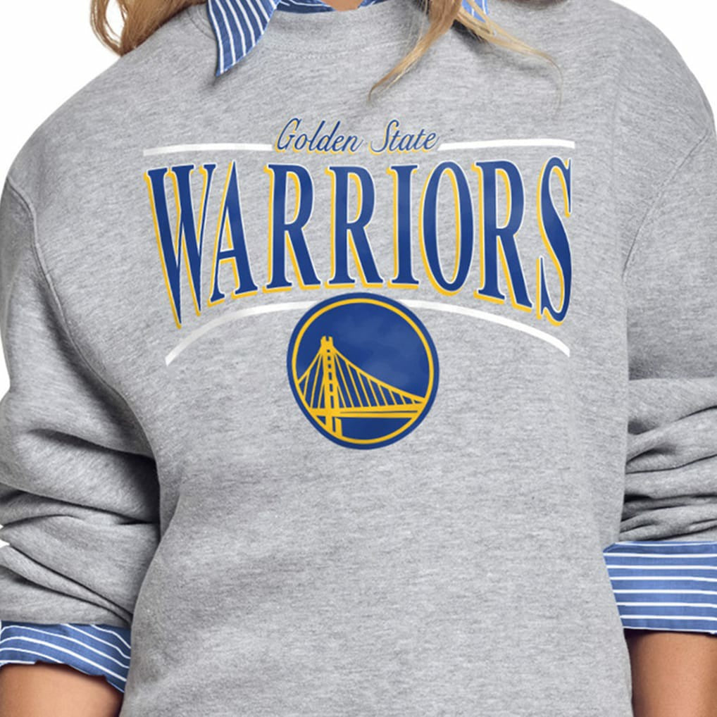 Golden State Warriors Starter Women's Arch Stripe Fleece Crewneck Sweatshirt sale Discount