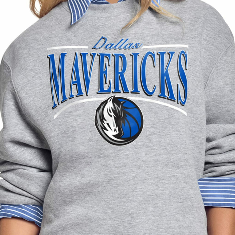 Dallas Mavericks Starter Women's Arch Stripe Fleece Crewneck Sweatshirt sale Discount