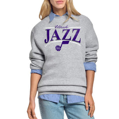 Utah Jazz Starter Women's Arch Stripe Fleece Crewneck Sweatshirt Online