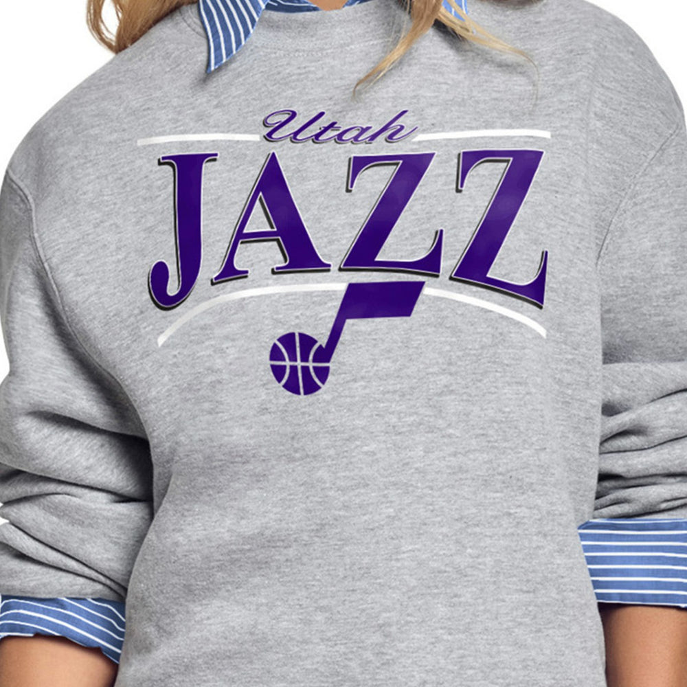Utah Jazz Starter Women's Arch Stripe Fleece Crewneck Sweatshirt Online