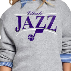 Utah Jazz Starter Women's Arch Stripe Fleece Crewneck Sweatshirt Online