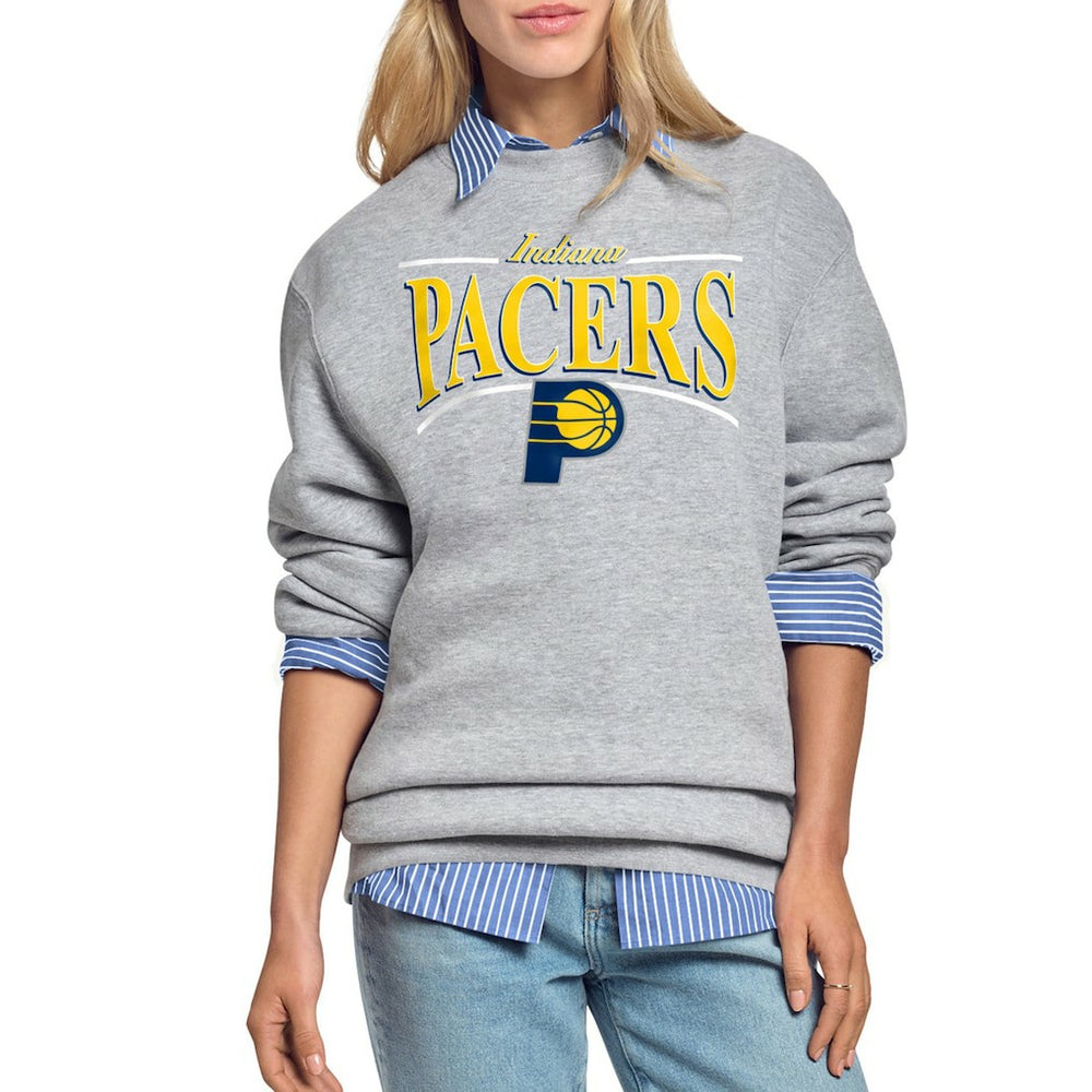 Indiana Pacers Starter Women's Arch Stripe Fleece Crewneck Sweatshirt For Sale