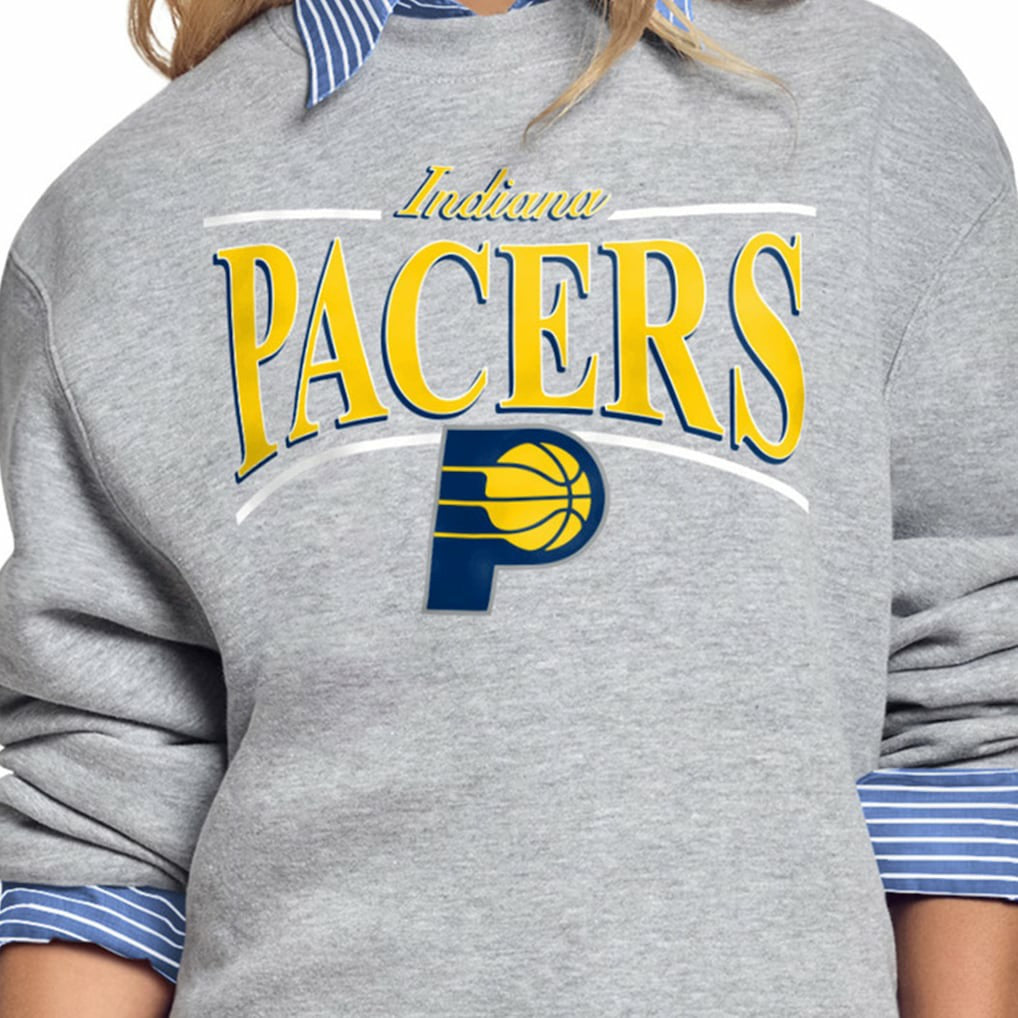 Indiana Pacers Starter Women's Arch Stripe Fleece Crewneck Sweatshirt For Sale