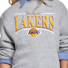 Los Angeles Lakers Starter Women's Arch Stripe Fleece Crewneck Sweatshirt Online
