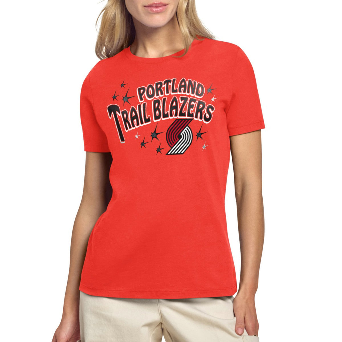 Portland Trail Blazers Starter Women's Fireworks T-Shirt New