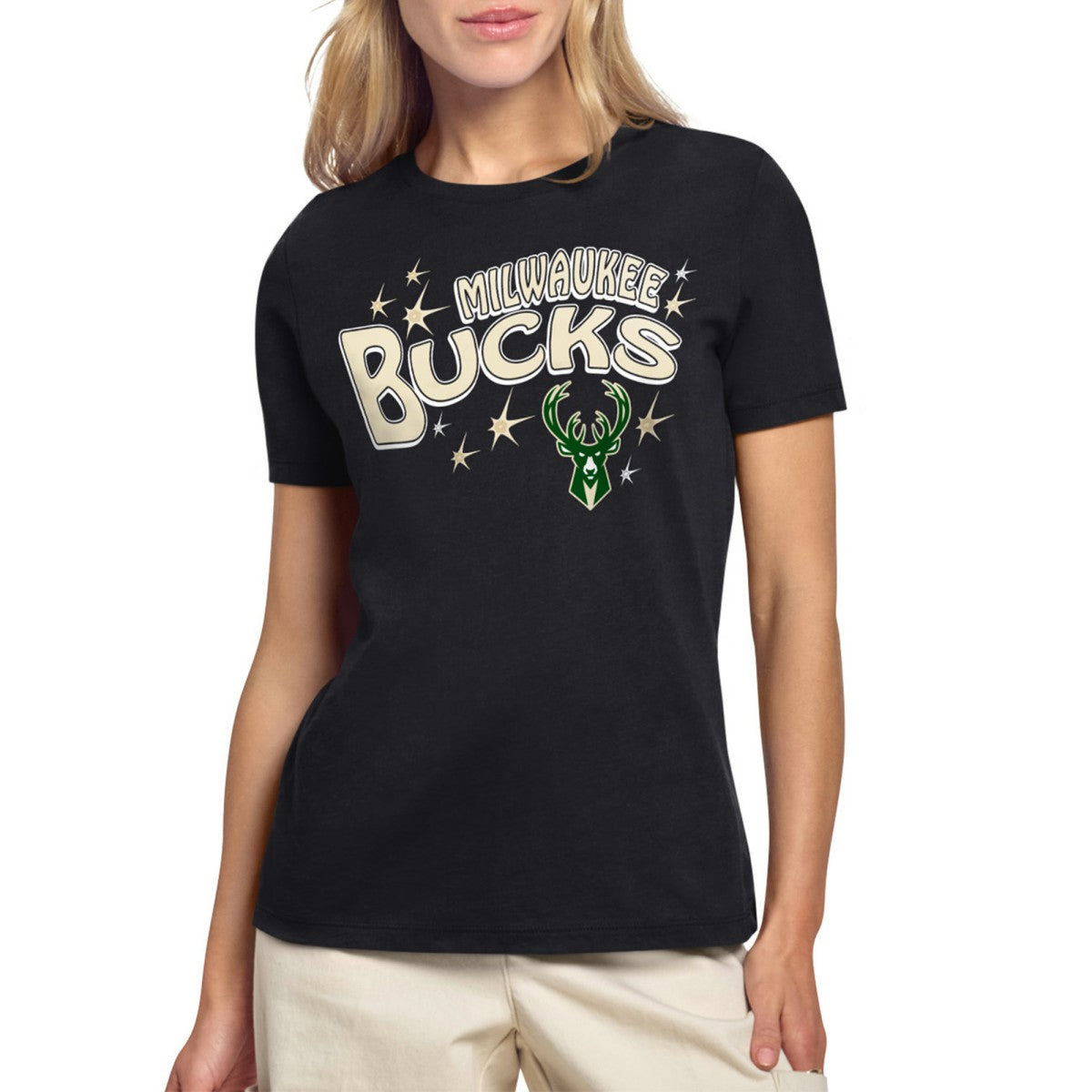 Milwaukee Bucks Starter Women's Fireworks T-Shirt On Sale