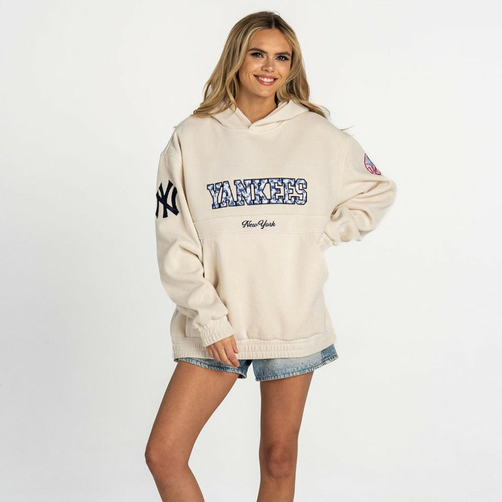 New York Yankees The Wild Collective Women's Oversized Cord Hoodie | MLB For sale