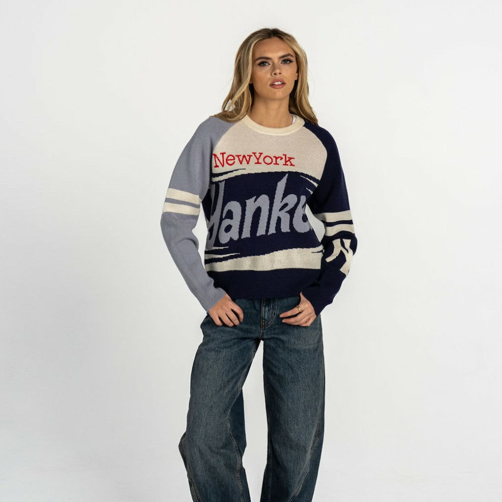 New York Yankees The Wild Collective Women's Boxy Jacquard Sweater | MLB Shop
