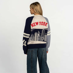 New York Yankees The Wild Collective Women's Boxy Jacquard Sweater | MLB Shop