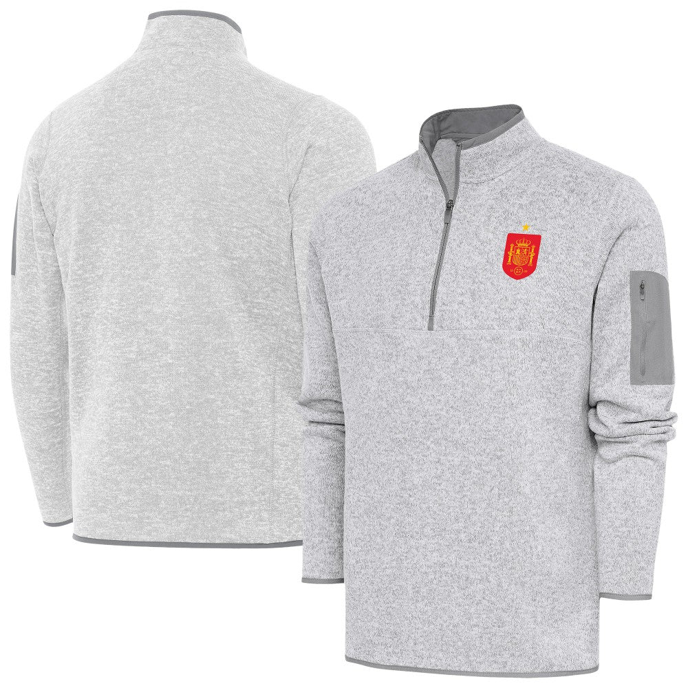 Spain National Team Antigua Elevate Quarter-Zip Pullover Heather Gray