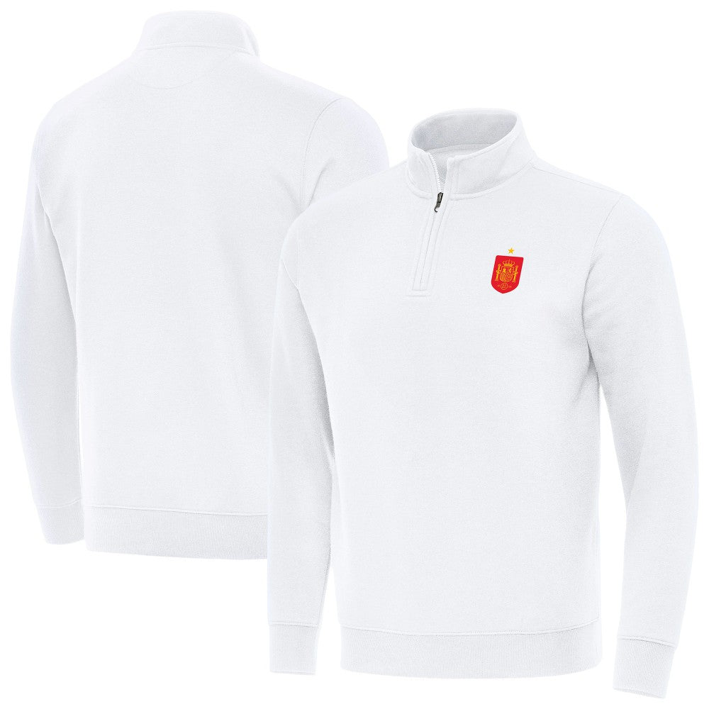 Spain National Team Antigua Landslide Quarter-Zip Pullover White
