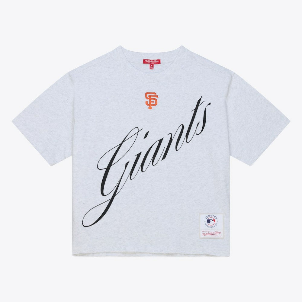 San Francisco Giants Mitchell & Ness Women's Script Cropped Boxy T-Shirt | MLB Outlet