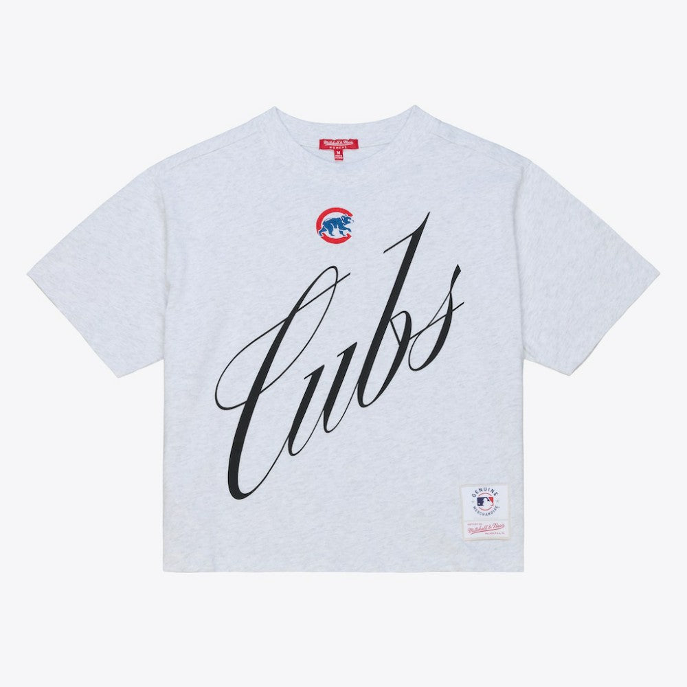 Chicago Cubs Mitchell & Ness Women's Script Cropped Boxy T-Shirt | MLB On Sale