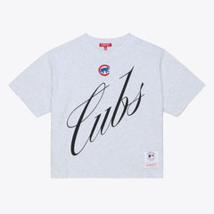 Chicago Cubs Mitchell & Ness Women's Script Cropped Boxy T-Shirt | MLB On Sale
