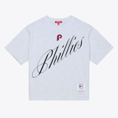 Philadelphia Phillies Mitchell & Ness Women's Script Cropped Boxy T-Shirt | MLB For sale