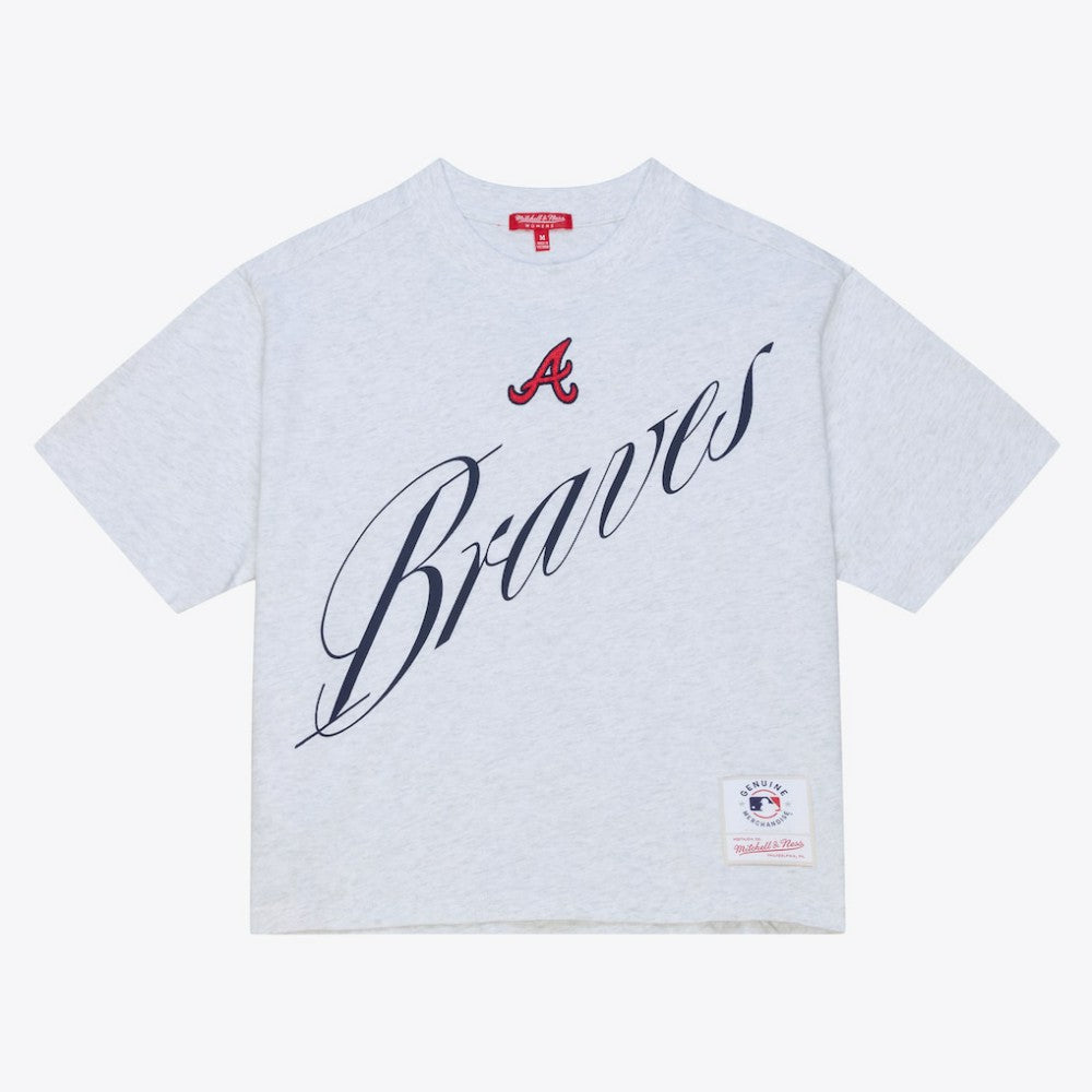 Atlanta Braves Mitchell & Ness Women's Script Cropped Boxy T-Shirt | MLB Shop
