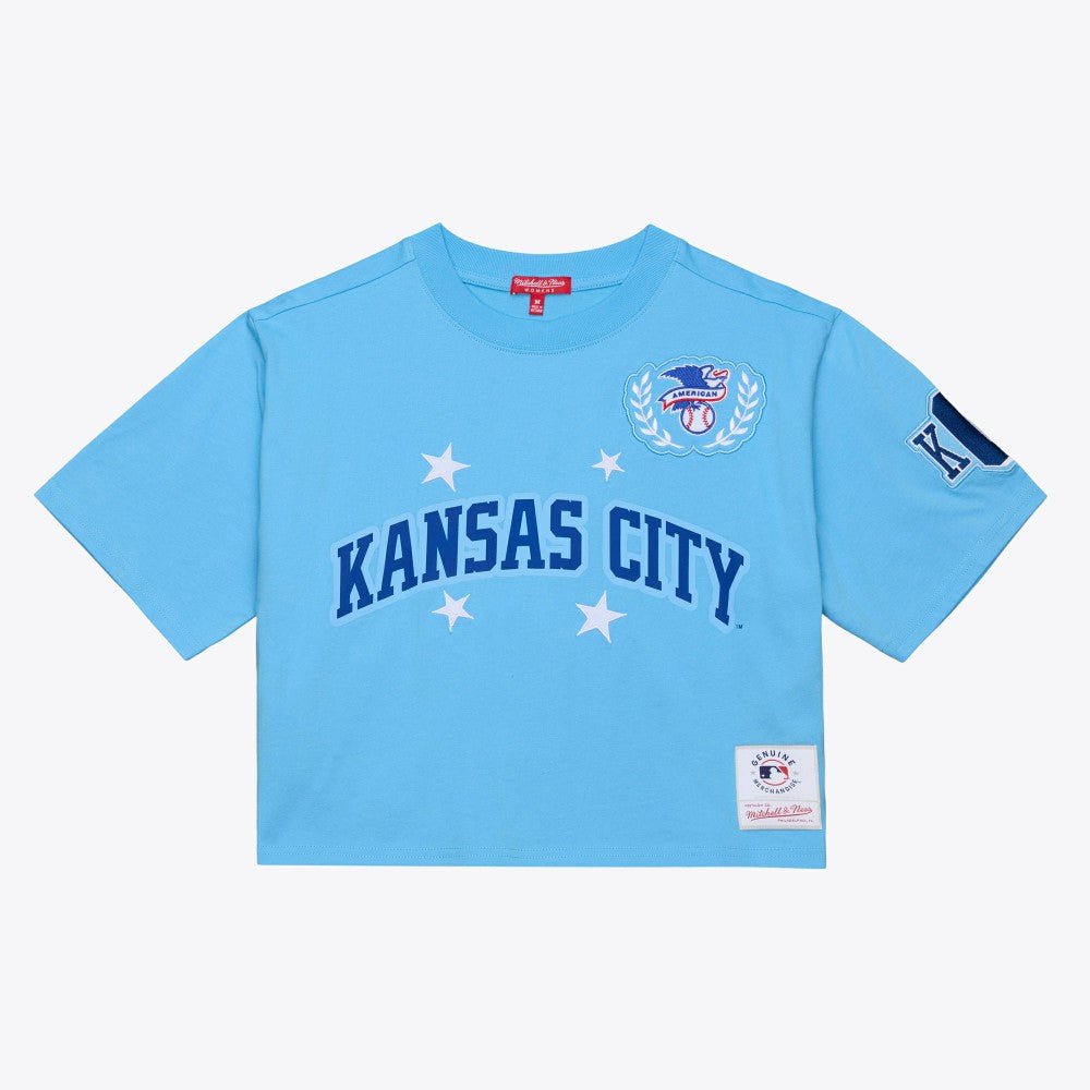 Kansas City Royals Mitchell & Ness Women's Pep Rally Cropped Boxy T-Shirt | MLB New