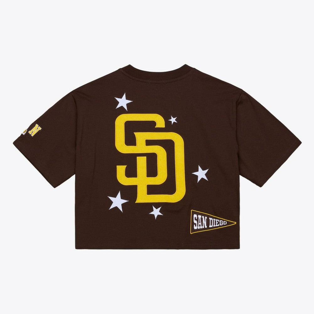 San Diego Padres Mitchell & Ness Women's Pep Rally Cropped Boxy T-Shirt | MLB Sale