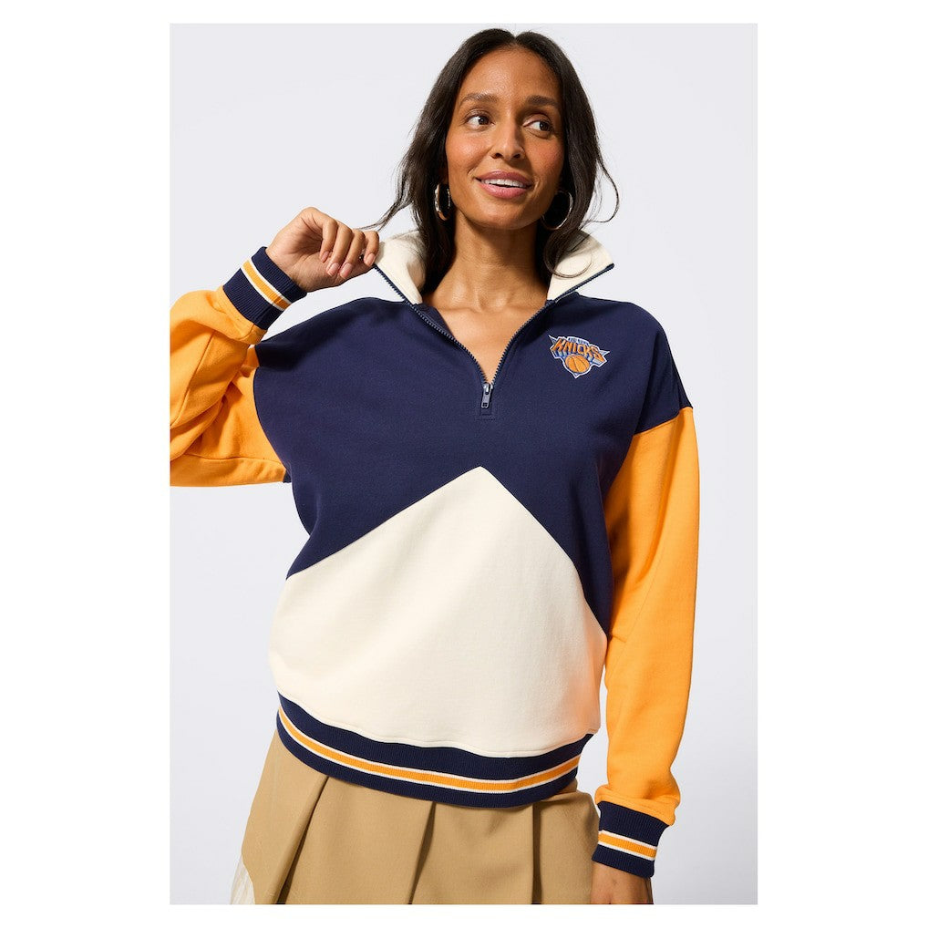 New York Knicks Terez Unisex Colorblock Quarter-Zip Pullover On Sale