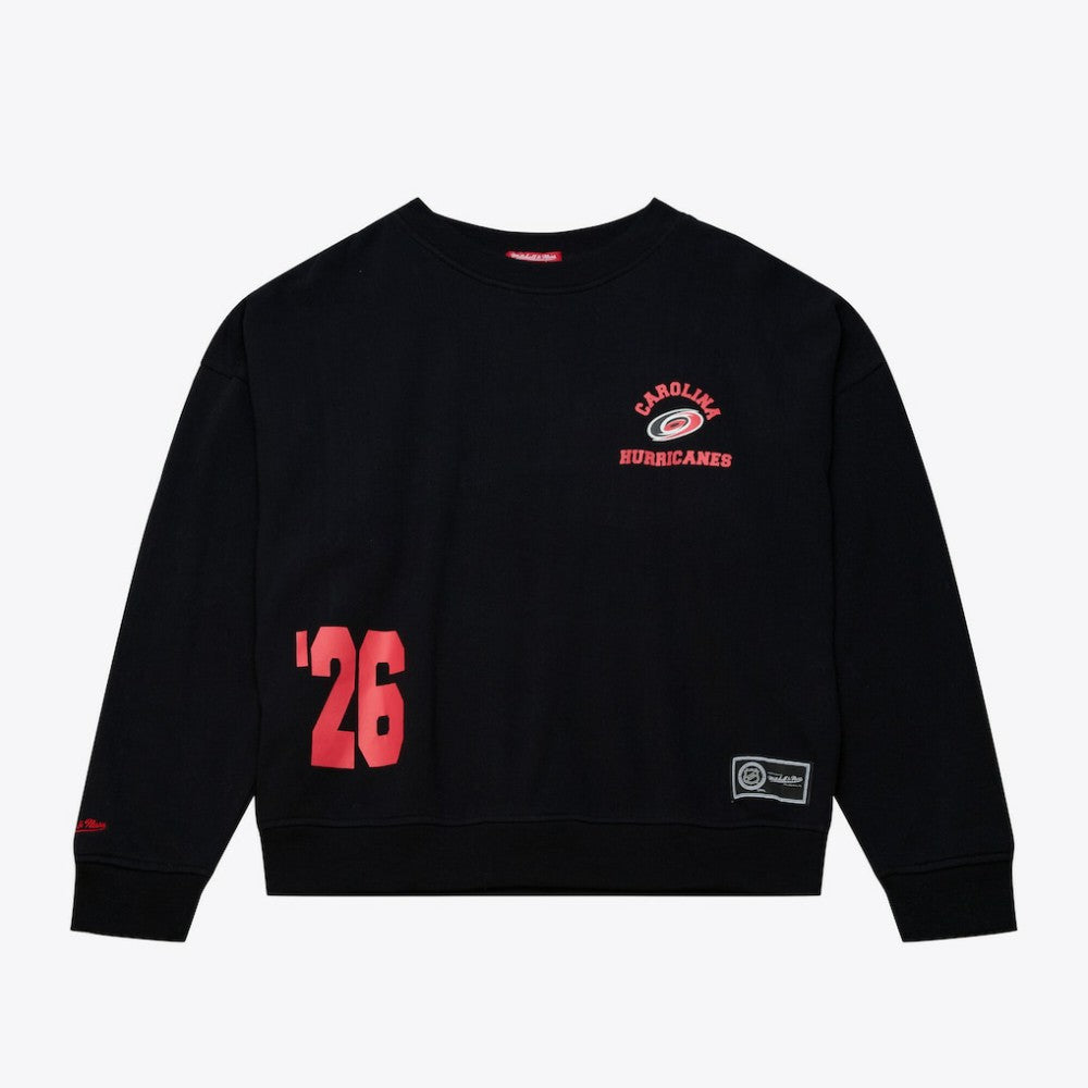 Carolina Hurricanes Mitchell & Ness Women's Crewneck Sweatshirt On Sale