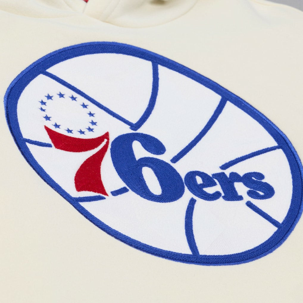Philadelphia 76ers Hardwood Classics Chainstitch Premium Fleece Hoodie New