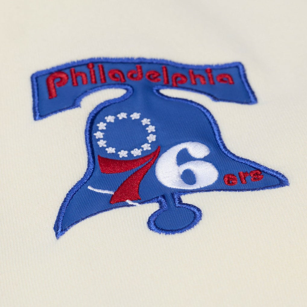 Philadelphia 76ers Hardwood Classics Chainstitch Premium Fleece Hoodie New
