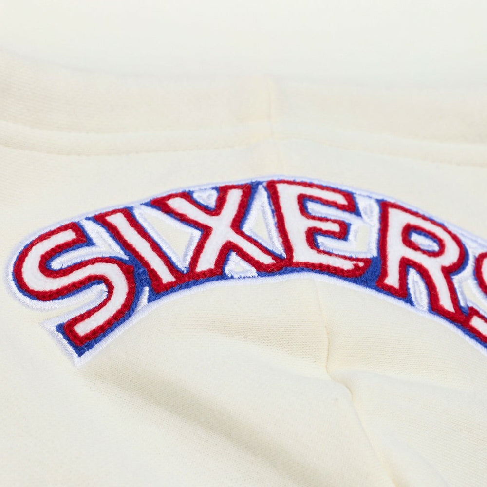 Philadelphia 76ers Hardwood Classics Chainstitch Premium Fleece Hoodie New