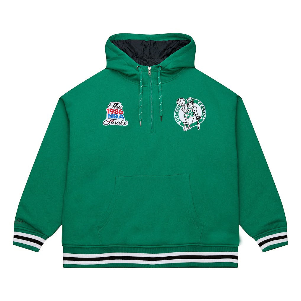 Boston Celtics Throw It Back Quilted Fleece Quarter-Zip Hoodie Outlet