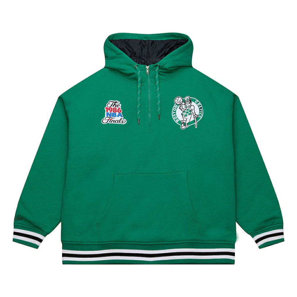 Boston Celtics Throw It Back Quilted Fleece Quarter-Zip Hoodie Outlet