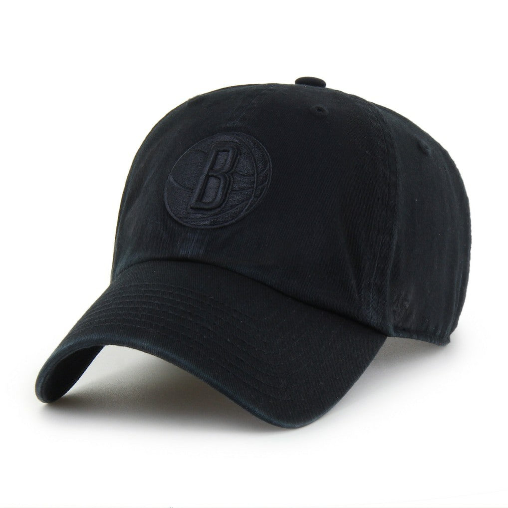 Brooklyn Nets '47 Black on Black Clean Up Adjustable Hat New