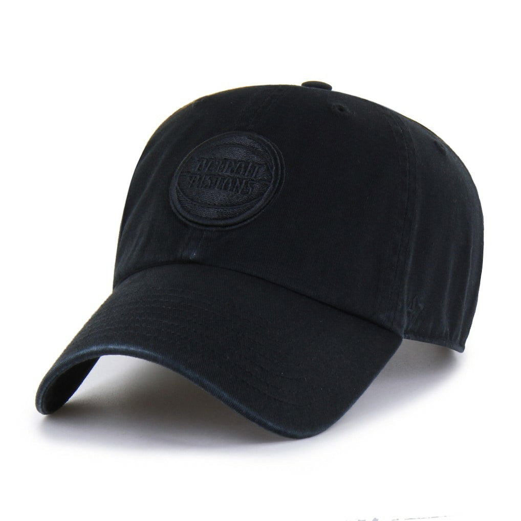 Detroit Pistons '47 Black on Black Clean Up Adjustable Hat Discount