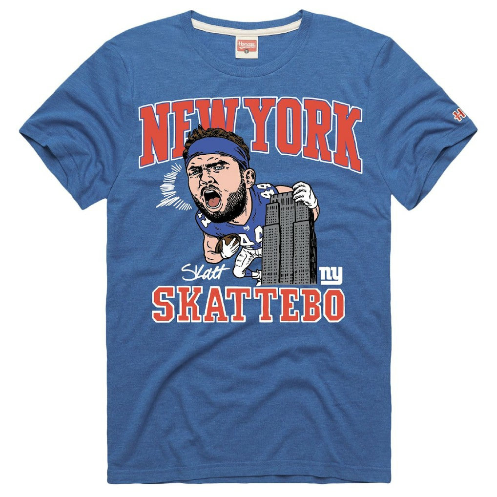 New York Giants  Cam Skattebo  Homage Unisex Caricature Player Graphic Tri-Blend T-Shirt