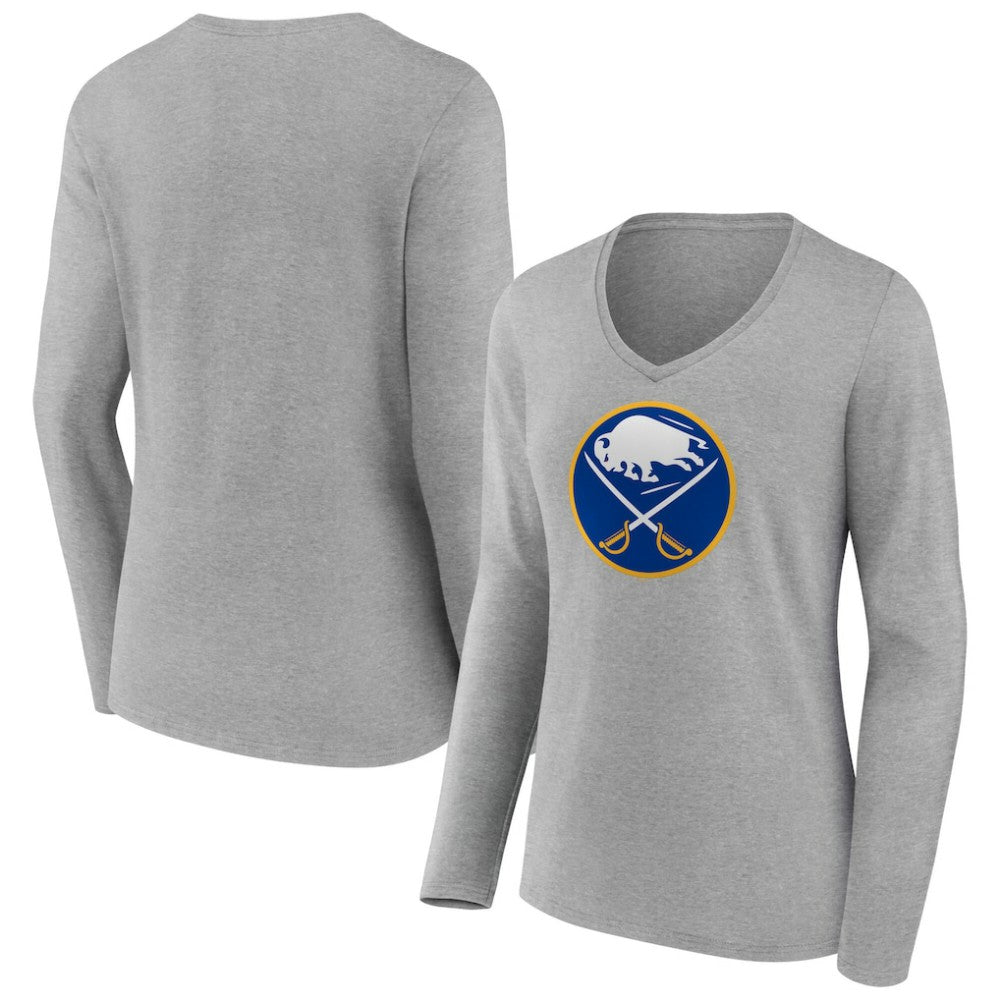 Buffalo Sabres Women's Primary Logo Long Sleeve V-Neck T-Shirt Outlet