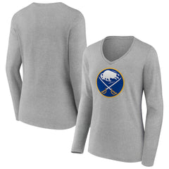 Buffalo Sabres Women's Primary Logo Long Sleeve V-Neck T-Shirt Outlet