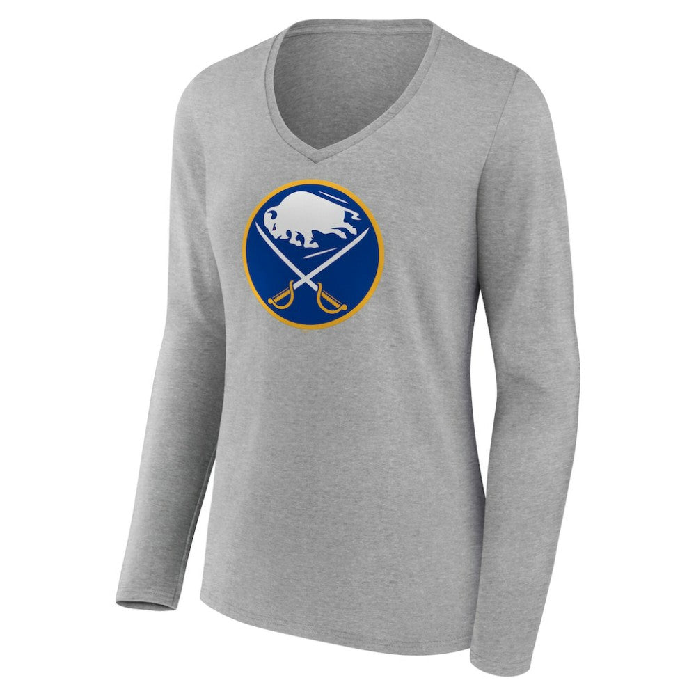 Buffalo Sabres Women's Primary Logo Long Sleeve V-Neck T-Shirt Outlet