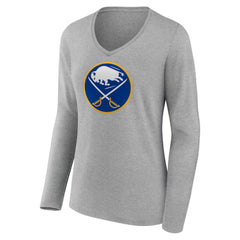 Buffalo Sabres Women's Primary Logo Long Sleeve V-Neck T-Shirt Outlet