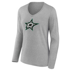Dallas Stars Women's Primary Logo Long Sleeve V-Neck T-Shirt Outlet