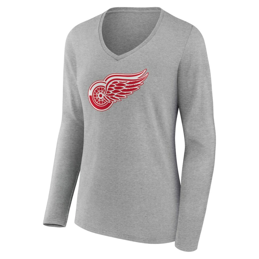 Detroit Red Wings Women's Primary Logo Long Sleeve V-Neck T-Shirt For Sale