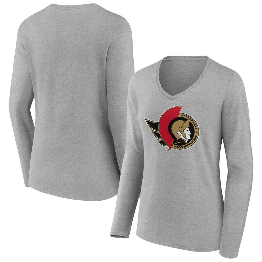 Ottawa Senators Women's Primary Logo Long Sleeve V-Neck T-Shirt Outlet